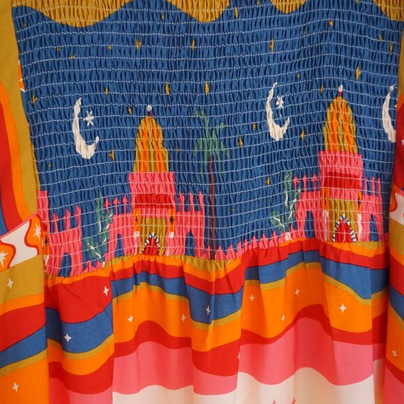 Never Fully Dressed Multicolor Smocked Long Sleeve Arabian Sky Maxi Dress 16 - Picture 5 of 12